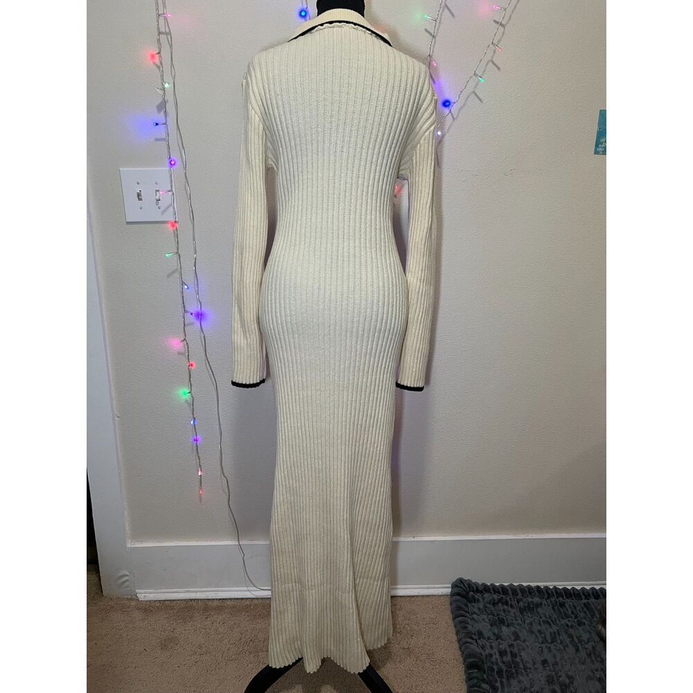 Commense Women's XL Ribbed Knit Sweater Dress Long Sleeve Collared - Picture 3 of 7